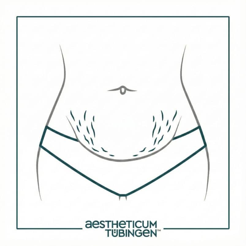 Bauchdeckenstraffung bei Stuttgart: Darstellung zeigt überhängenden Bauchansatz vorher