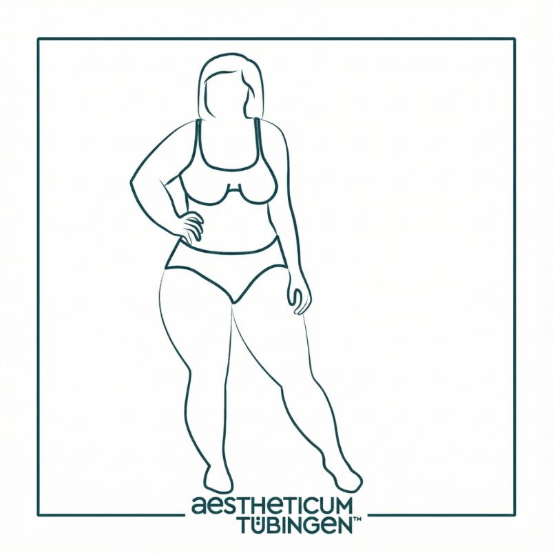 Lipödem OP bei Stuttgart: Darstellung vorher zeigt einen größeren Körper