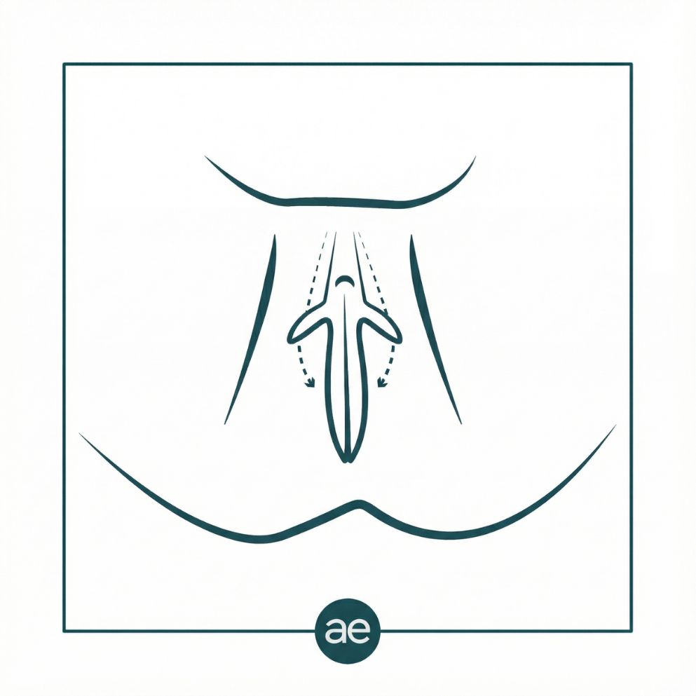 Schnittsetzung bei Schamlippenplastik in Kombination mit Klitorismantelstraffung