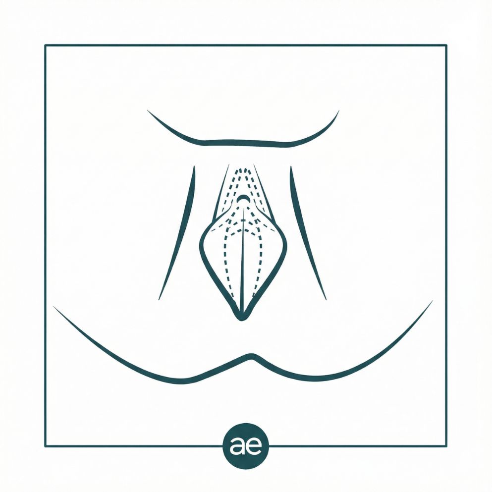 Vor der Korrektur der Klitorisprotrusion in Kombination mit Schamlippenverkleinerung